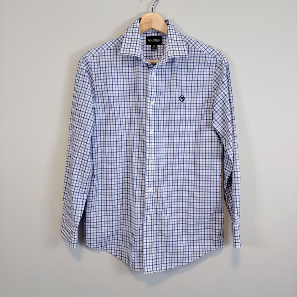 Lauren Ralph Lauren Button Down Top Plaid Preppy Old Money Nautical Women's M - Picture 2 of 13